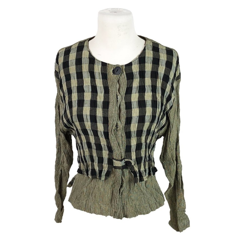 Vintage 90s Arthur Max Small Lagenlook Tunic Plaid
